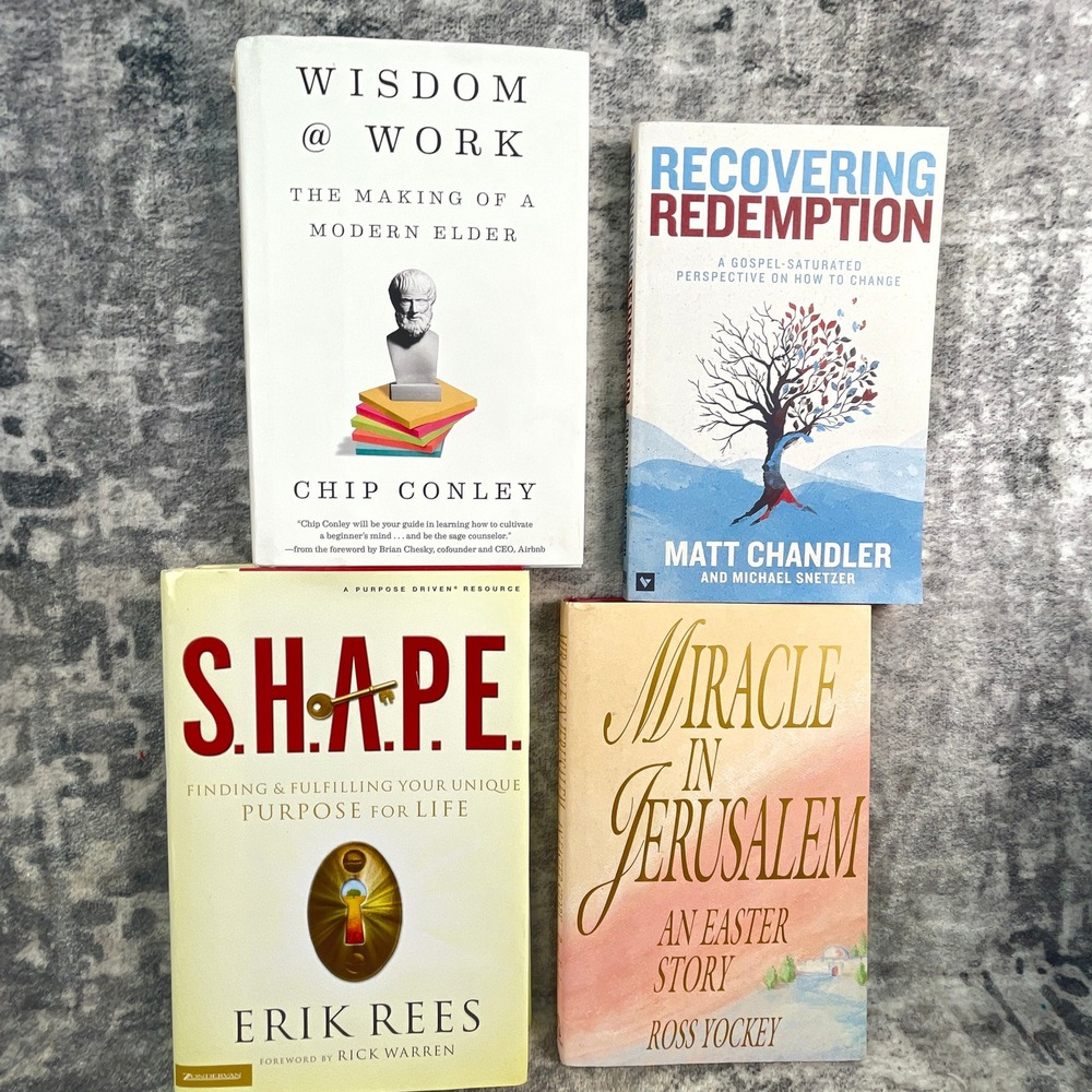 Christian Books Lot of 4 HC Chandler Conley Rees Yockey Wisdom Redemption SHAPE